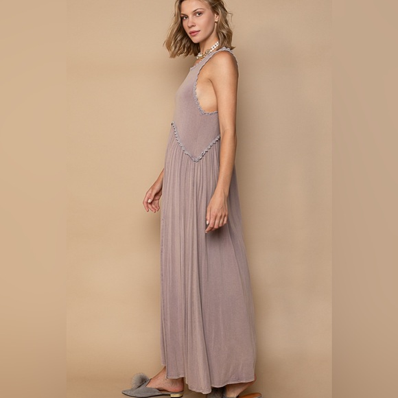 Baby Doll Side Slit Cut Out Maxi Dress - POL - Picture 2 of 3